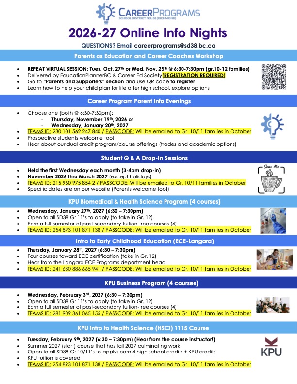 Info Nights 2026-27