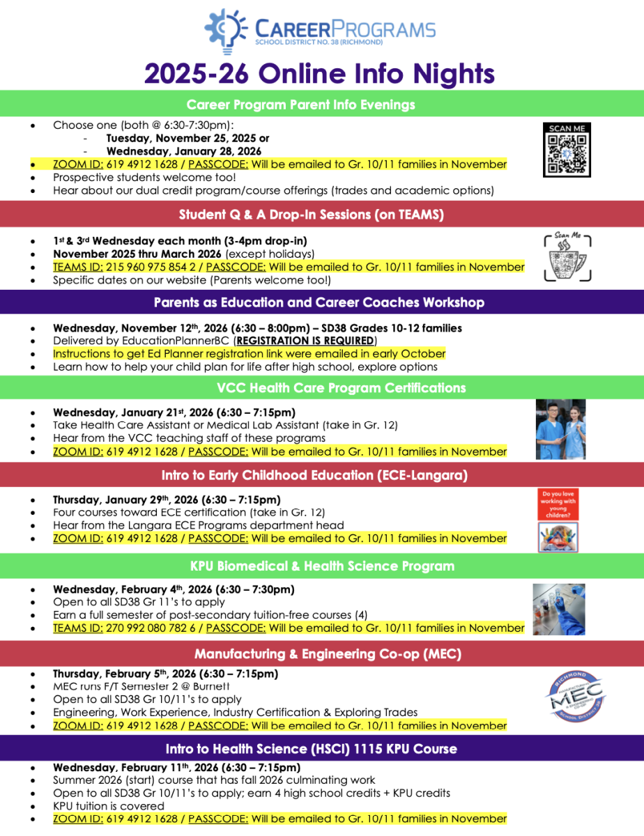 2025-2026 Info Nights Career Programs